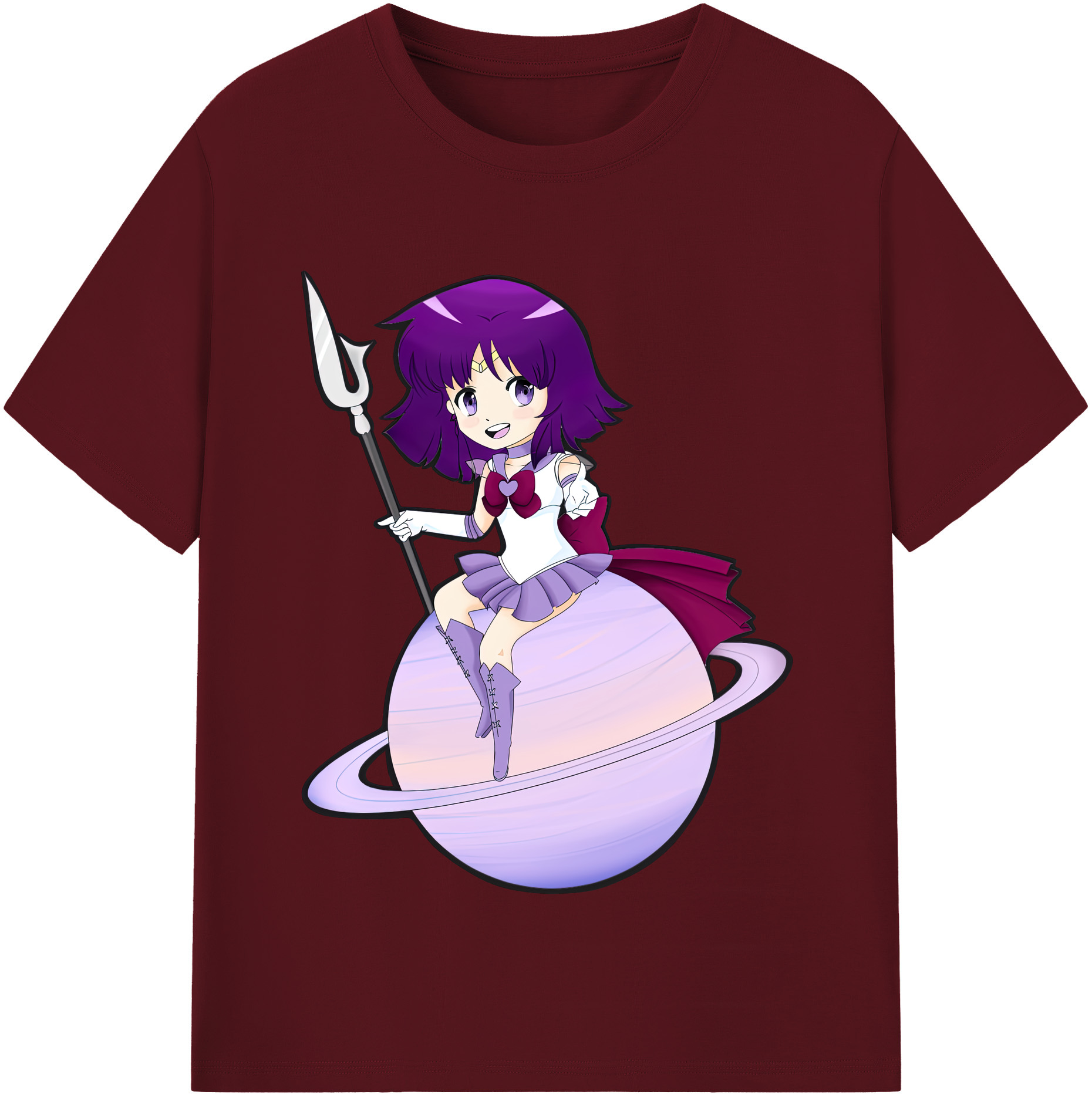 （画像用） 美少女戦士セーラームーン 土萠ほたる Sailor Moon Tomoe Hotaru （セーラーサターン；Sailor Saturn） 綿100％半袖Tシャツ（フロントプリント）